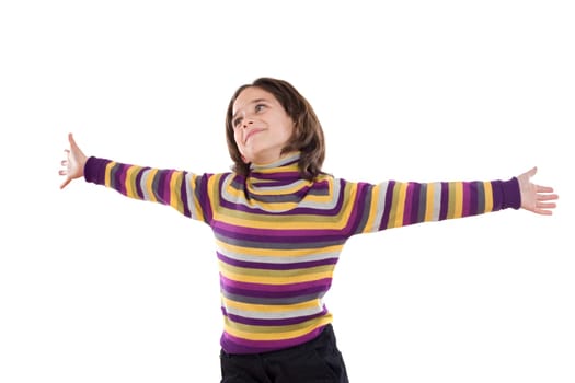 Beautiful girl with the outstretched arm