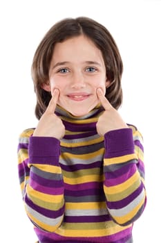 Girl getting a smile with her fingers