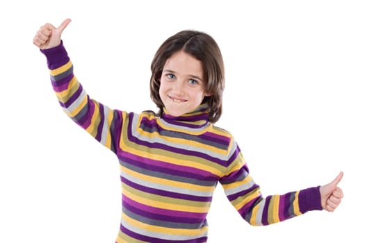 Cheerful winner girl saying OK