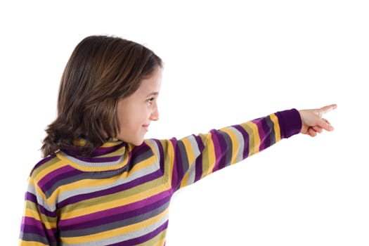 Beautiful girl pointing with her finger
