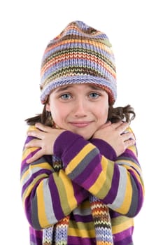 Little girl with clothes for the winter