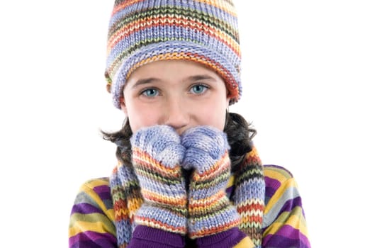 Little girl with clothes for the winter