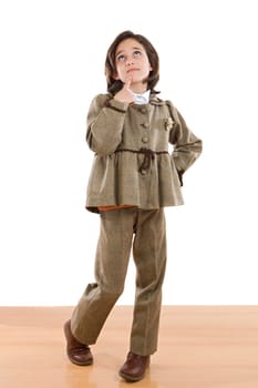 Adorable girl with nice brown suit