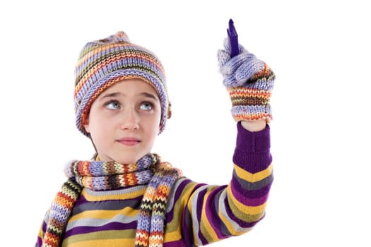 Little girl with clothes for the winter