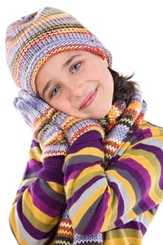 Little girl with clothes for the winter
