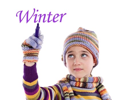 Little girl with clothes for the winter