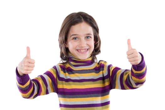 Cheerful winner girl saying OK