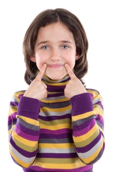 Girl getting a smile with her fingers