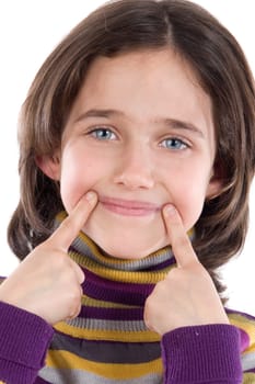 Girl getting a smile with her fingers