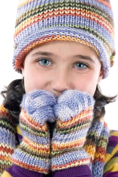 Little girl with clothes for the winter