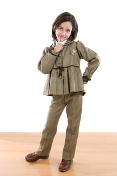 Adorable girl with nice brown suit