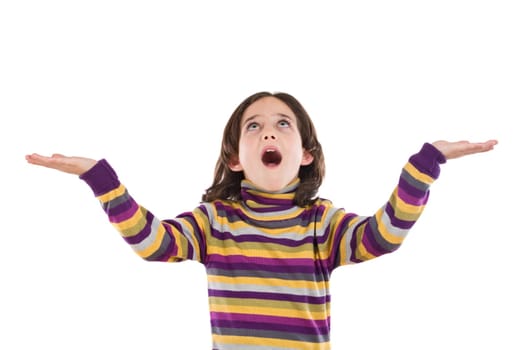 Adorable girl looking at above