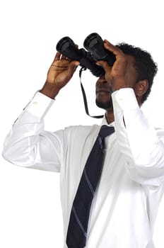 Man with binoculars