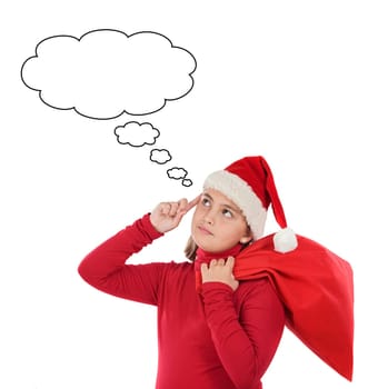 Beautiful girl with hat of Santa Claus