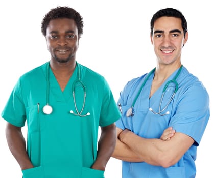 African and caucasian doctors
