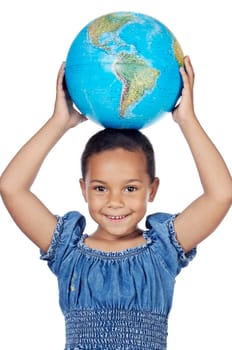 Girl with a globe of the world