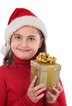 Beautiful girl with presents of christma
