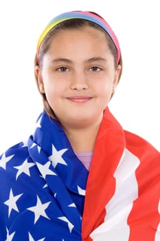 Patriotic little girl with american flag