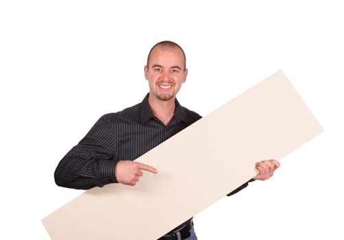 young man with white board