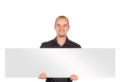 young man with white board