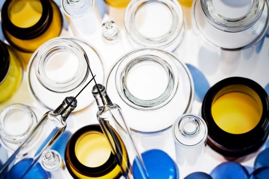 Top view of pharmaceutical vials
