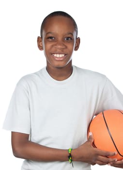 Adorable child playing the basketball
