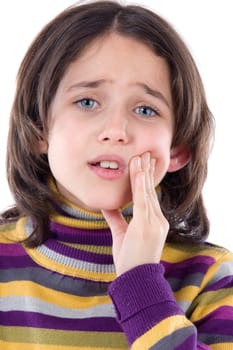 Adorable girl whit toothache