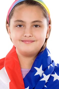 Patriotic little girl with american flag