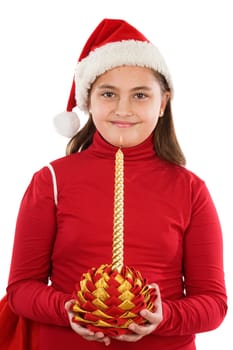 Beautiful girl with candle of christmas