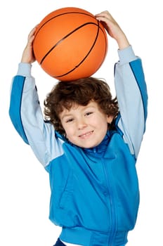 adorable child playing the basketball