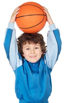adorable child playing the basketball