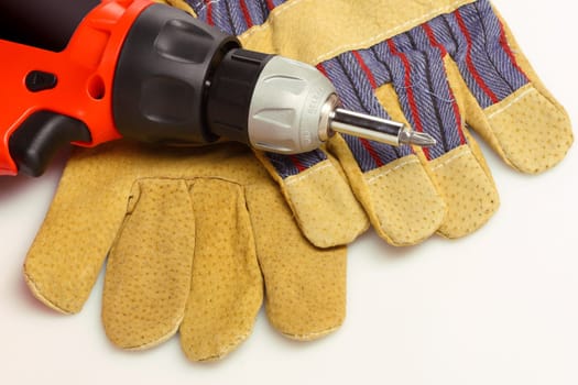 drill and gloves background