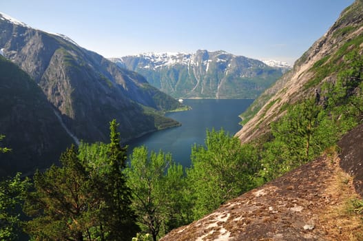View from Kjeåsen over the Simadalsfjord in Norway.