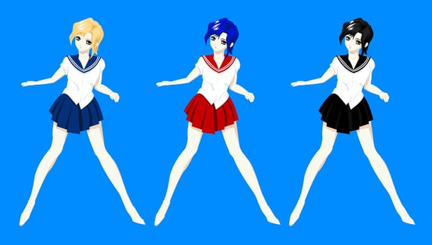 Japanese schoolgirls style manga