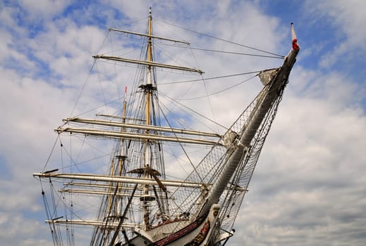 Detail of a sailing ship.