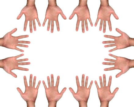 isolated hands over the white background