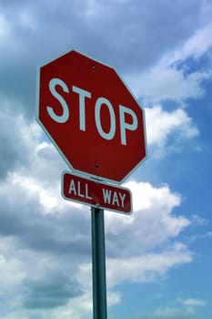 close up stop sign