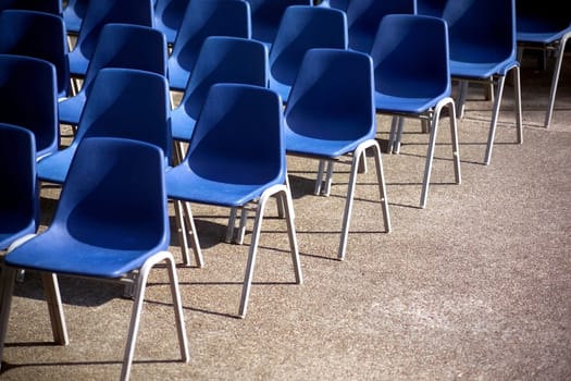 blue chairs in a row