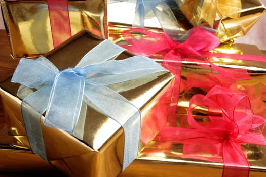 golden color giftboxes