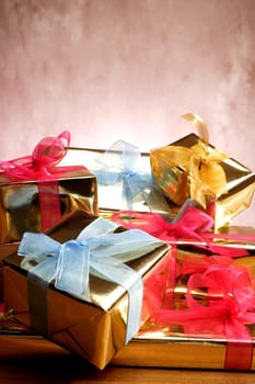 golden color giftboxes
