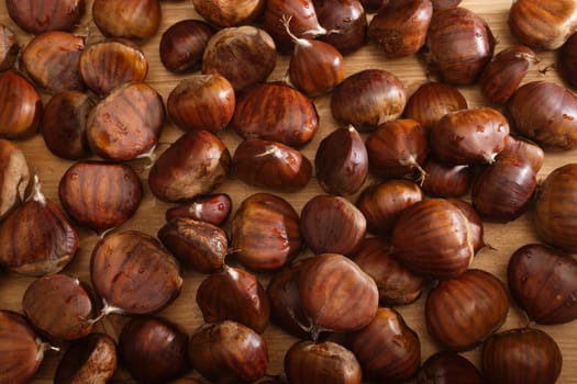 chestnut on wooden table