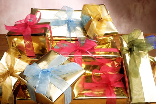 golden color giftboxes