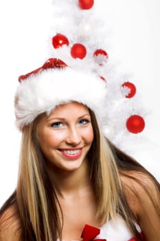 Santa Woman with Christmas Tree