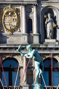 Bronze sculpture on the Brabo Fountain