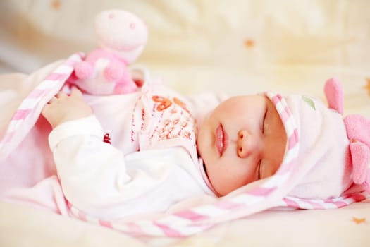 Lying sleeping baby