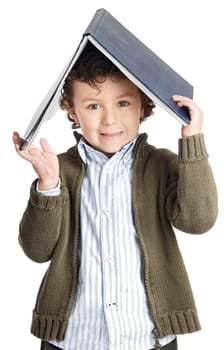 adorable boy reading a book