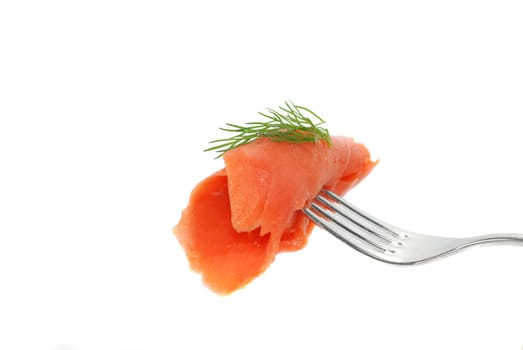 Salmon on fork
