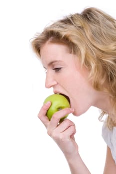 Young woman with apple