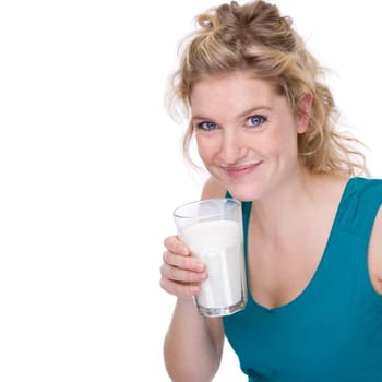 Young woman with glass of milk