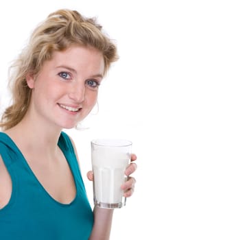 Young woman with glass of milk
